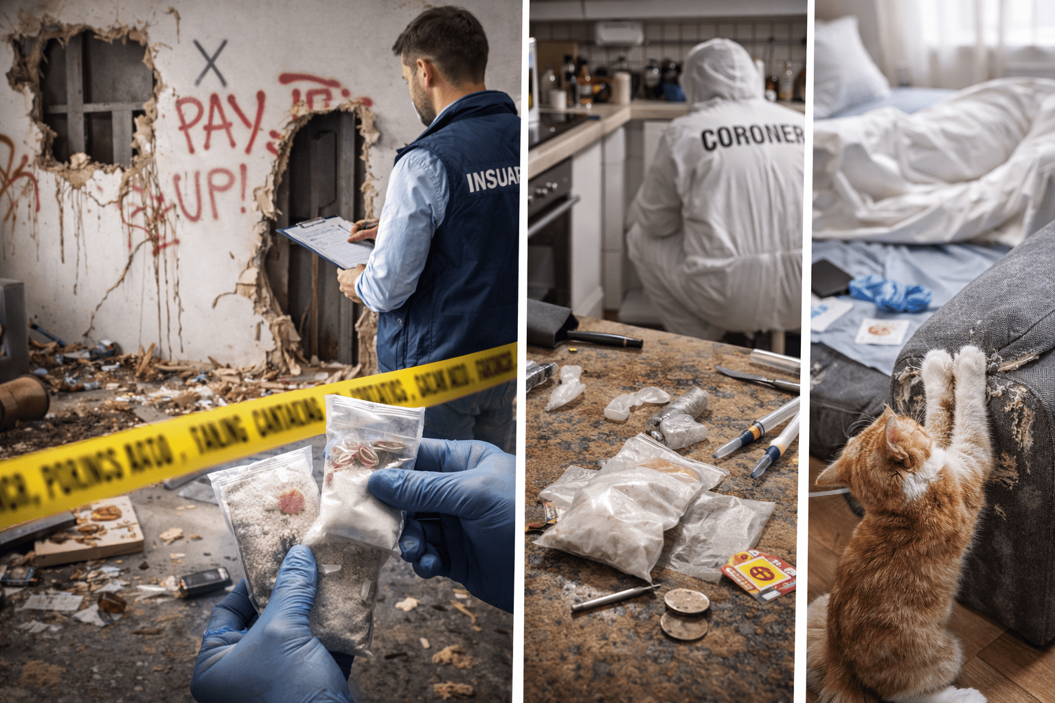 Malicious tenant damage, drug-related property damage, forensic cleanup, and pet damage risks in Australian rental properties